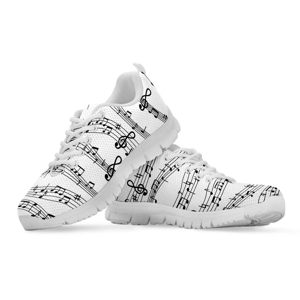 Music Notes Prints 2022 Mesh Shoes Woman Spring Ladies Shoes Lace-Up Flats Sneakers Women Plus Size Footwear