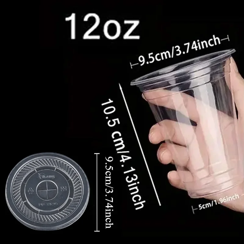 50 комплектів 12/16/20 УНЦІВ Одноразовий пластиковий стакан із прозорою стрічкою для збору кави, соку, пікніків, одноразовий пластиковий стаканчик