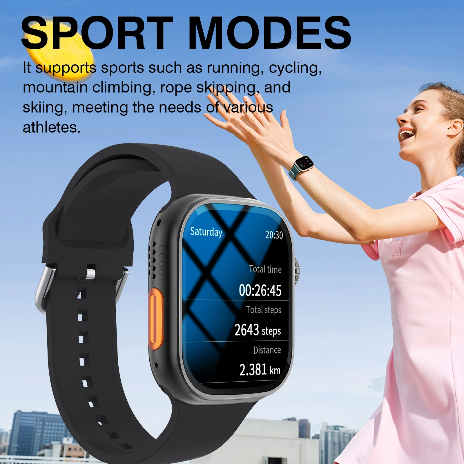 2026 Smart Watch with Wireless Calling, Weather Forecast & Sports Mode, DIY Wallpaper SMS Alerts Silicone Strap for Men Women 5