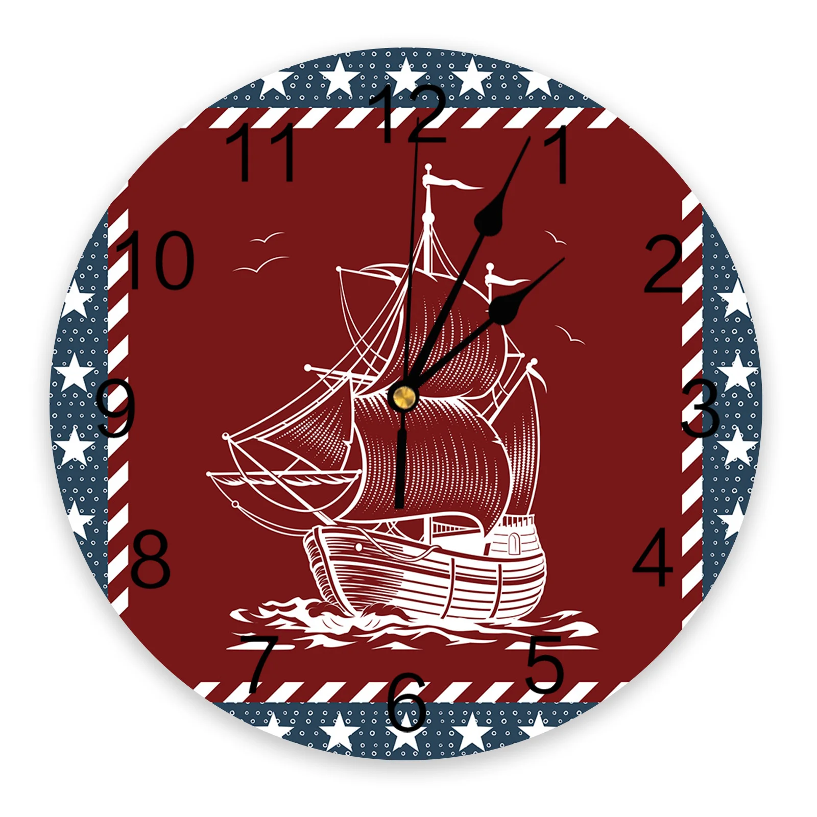 Independence Day Sailing Ship Orologio Da Parete Per Camera Da Letto Grande Cucina Moderna Da Pranzo Orologi Da Parete Rotondi Orologio Da Soggiorno D