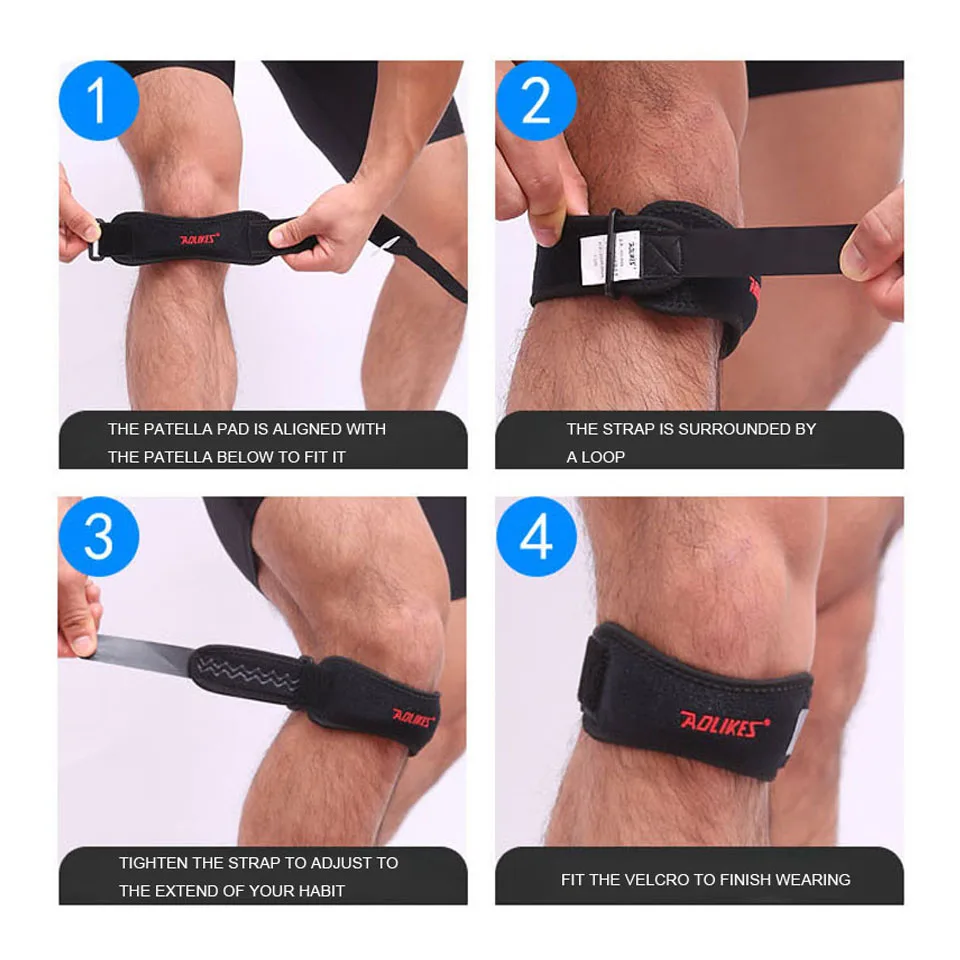 AOLIKES 1PCS Patella Knee Brace Knee Support and Pain Relief Running Hiking Basketball Tendonitis Adjustable Strap Patellar knee support knee brace patellar band