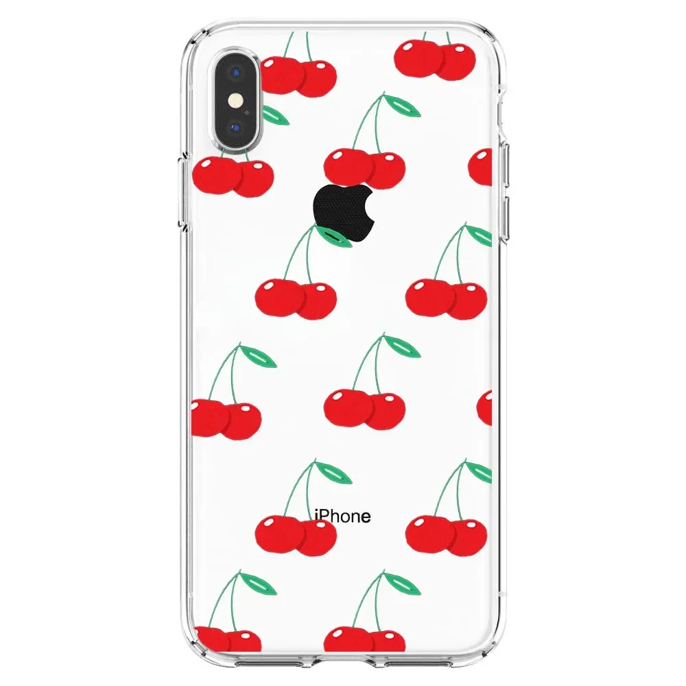 Cherries Silicone Transparent Soft Phone Case - Clear Fruit Design Cover