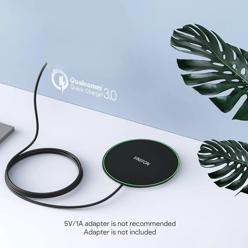 VIKEFON Fast Wireless Charger Pad For iPhone 15 14 13 12 11 X Pro Max Samsung Xiaomi LED Light Wireless Charging Dock Station