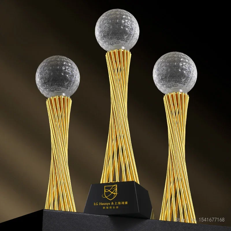 Customized Metal Trophy, High-transparent Crystal Ball, Can Choose Basketball, Football, Volleyball, Earth Sports Trophy, 1Pc