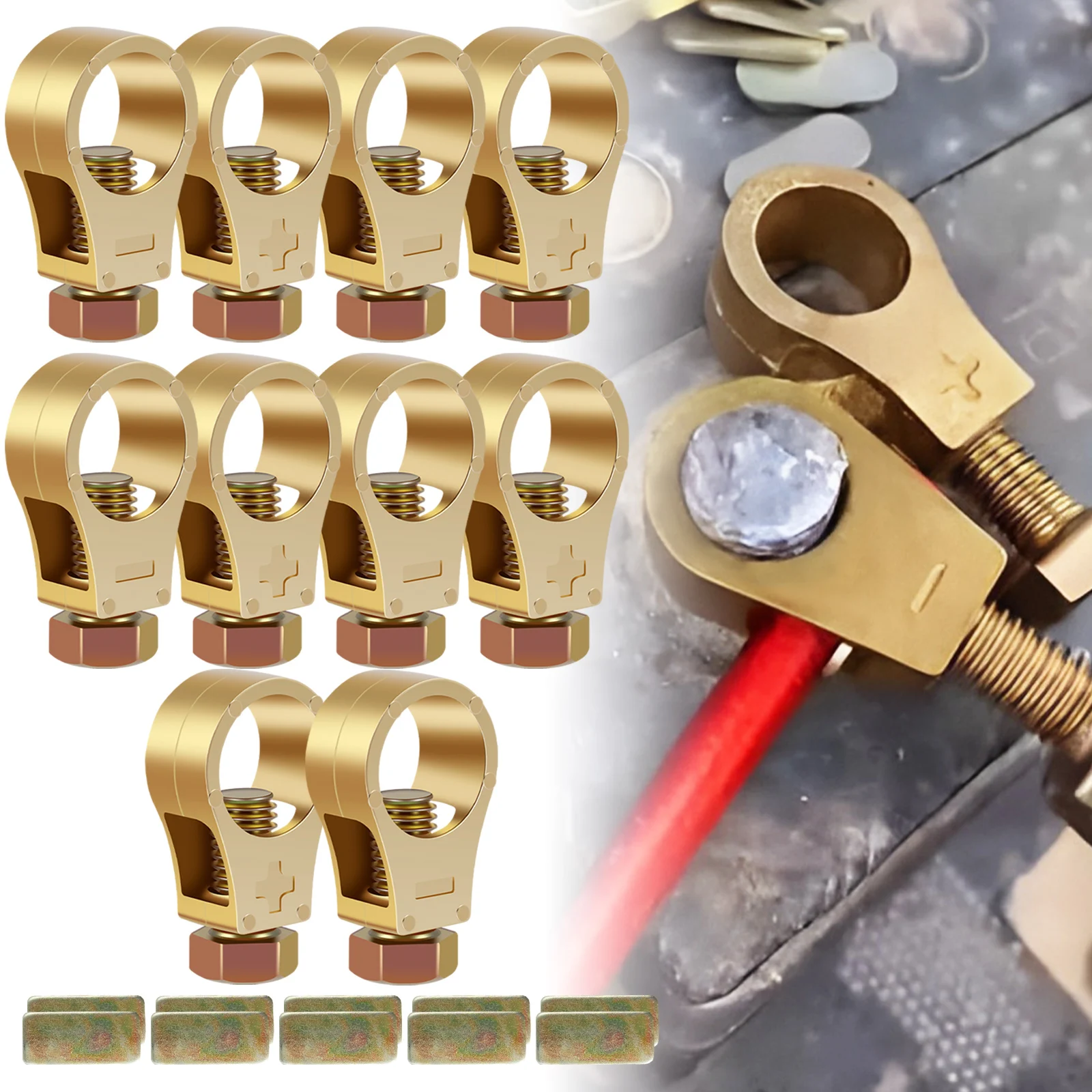 VGEBY Positive Negative Battery Terminal Clamp Clips Connector with Cover for 0/1 2 4 8 AWG Gauge(Gold VGEBY Positive Negative Battery Terminal Clamp Clips Connector with Cover for 0/1 2 4 8 AWG Gauge(Gold