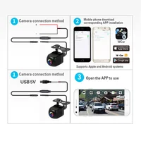 Caméra de recul de voiture Wifi HD 170 degrés caméra de recul sans fil étanche Wifi caméra de recul 12V 24V pour Android Ios 6