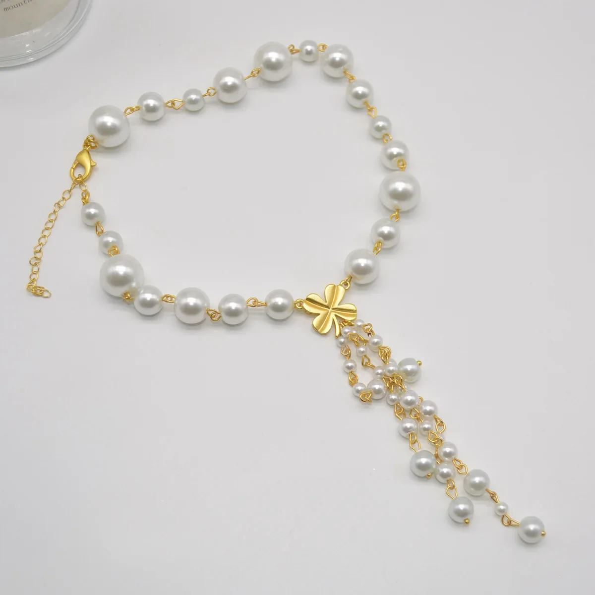 Metal Flower Imitation Pearl Tassel Women's Necklace Sweet Romantic Fashion Wedding Banquet Necklace For Women Fashion Jewelry
