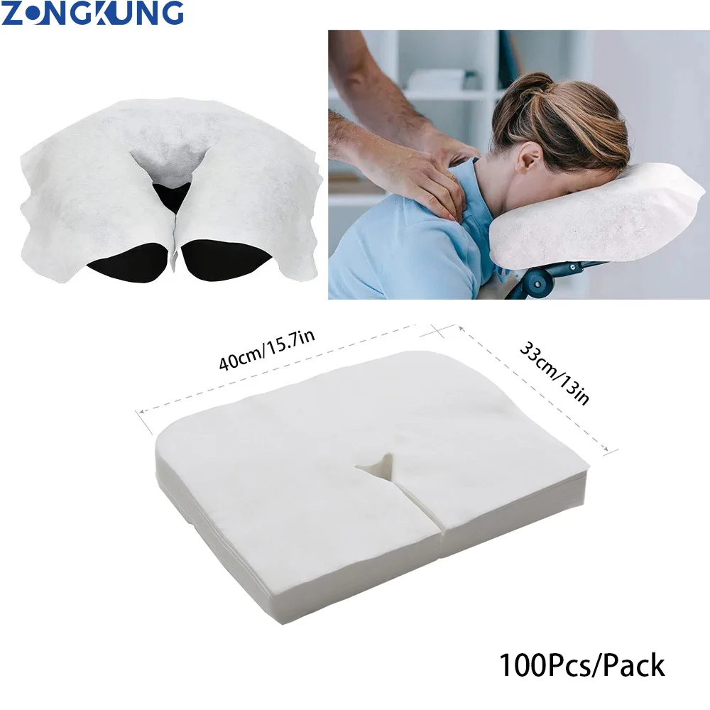 

100/200Pcs Disposable Face Cradle Covers Spa Massage Table Sheet Headrest Pads Pillow Hole Cover for Massage Table Massage Chair