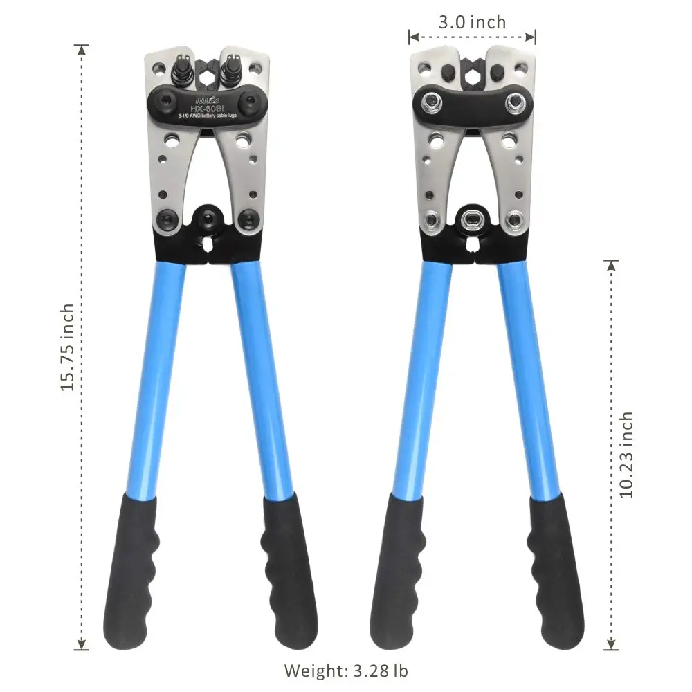 IWISS HX-50B Cable Lug Crimping Tool For Heavy Duty Wire Lugs,battery Terminals,copper Lugs Awg 8-1/0 Crimper Plier Clamp Tool 4