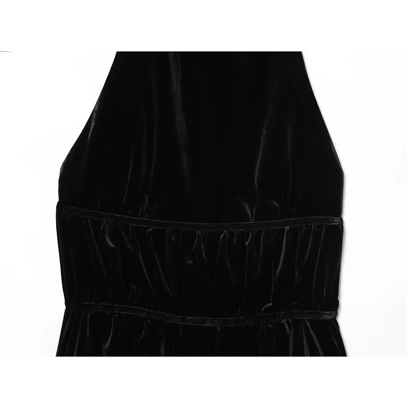 Black Velvet Top Women 2025 Summer Crop Tops For Women Backless Halter Short Tops Streetwear Sexy Party Top