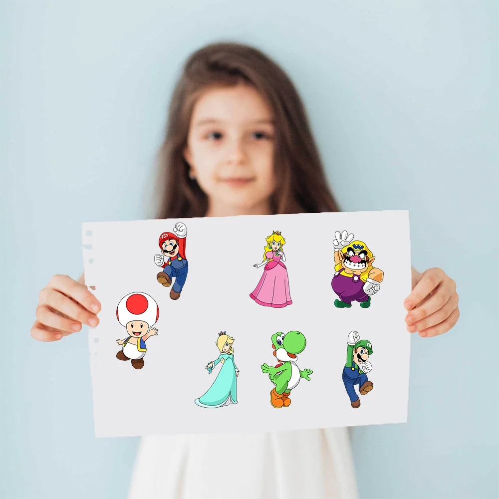 8 Sheets Anime Super Mario Bros Puzzle Stickers Game Kawaii Make A Face Stickers Cute Cartoon DIY Funny Sticker Toy Kids Gift 3