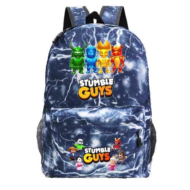 $42.000.-Mochila escolar diseño stumble guys + estuche + Lonchera