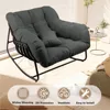 Rocking Chair Indoor & Outdoor,All Weather Wicker Patio Chair with Cushion & Pillow, Oversized Papasan Egg Chair 4