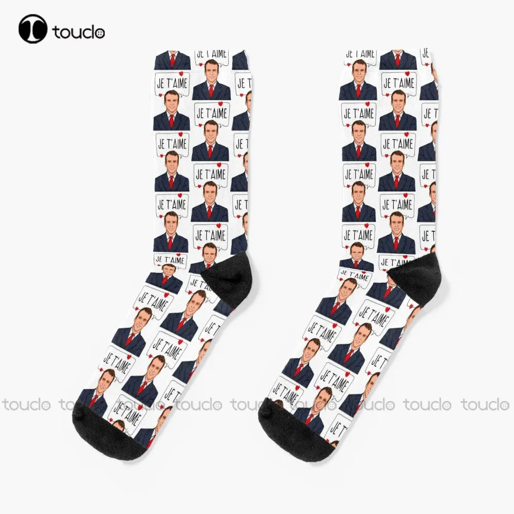 

Emmanuel Macron Je T'Aime Socks Novelty Socks 360° Digital Print Personalized Custom Unisex Adult Teen Youth Socks Custom Gift