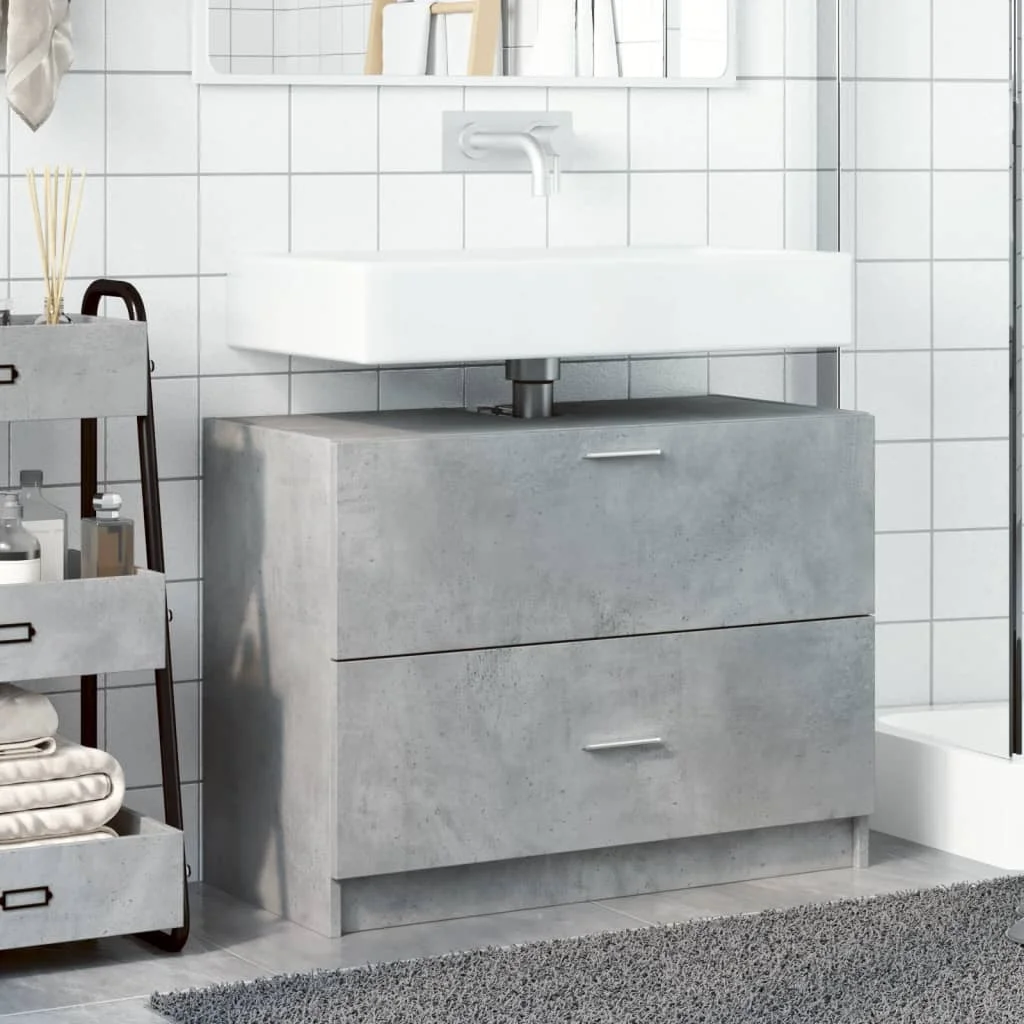 Weißer Waschbeckenunterschrank, 78 x 37 x 59 cm, Holzwerkstoff, modernes Design, stilvoller Badezimmerschrank, stabile Struktur, Möbelsets – Detail 26