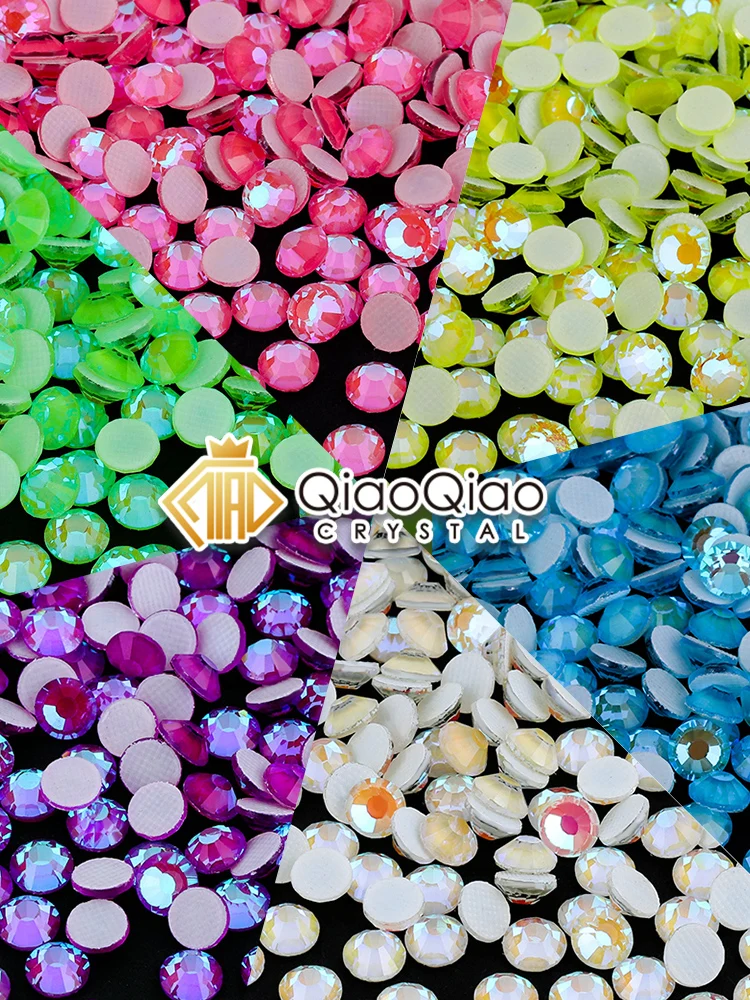 QIAO SS6-SS30 Leuchtende Neongrün AB Hot Fix Strasssteine Kristallglas Flatback Strass Strass Glitzer Stein für DIY Handwerk – Detail 2