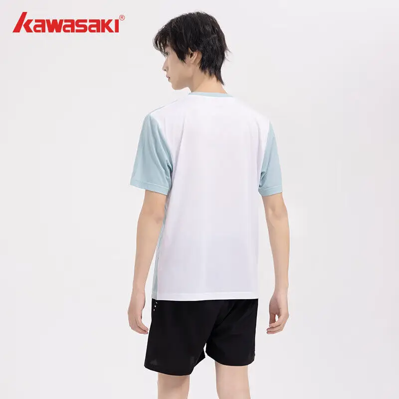 Kawasaki Badminton Clothing 24 New B1973 Team Competition Male and Female Couple Short Sleeve T-shirt