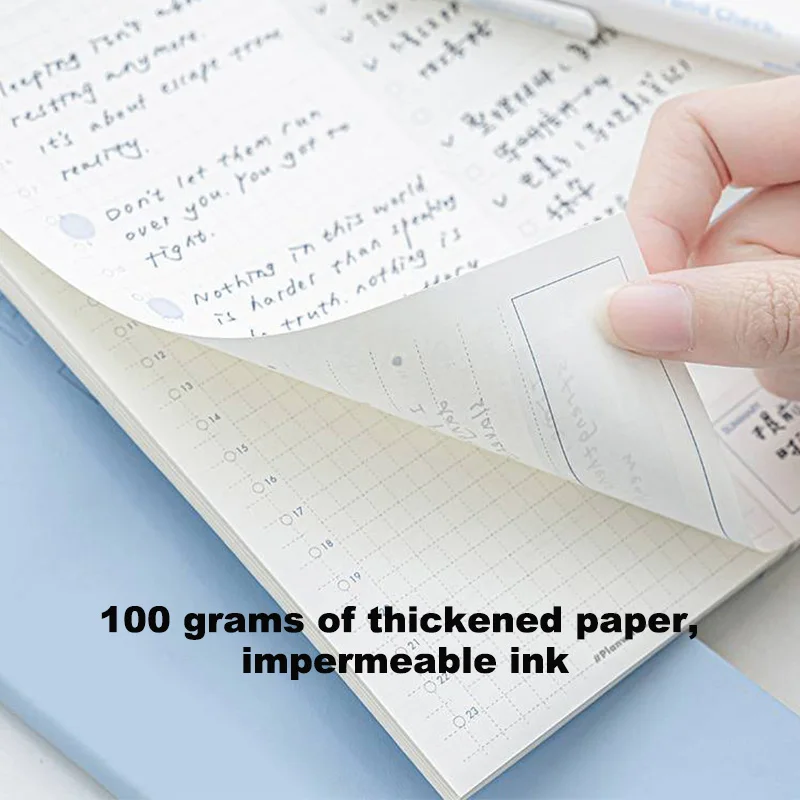 카와이 노트북 데일리 플래너, 휴대용 셀프 필 날짜 일정, 리브레타 PU 소프트 커버 일정 학습 및 작업 시간 계획