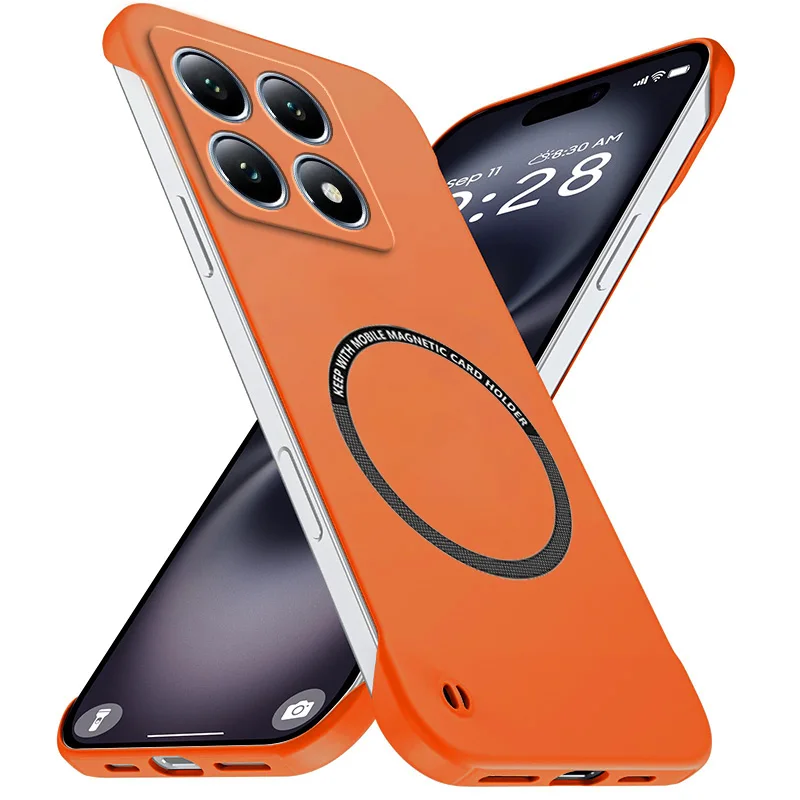 Magnetic Slim Frameless Phone Case - Matte Anti-Scratch Hard Cover, Shockproof Armor