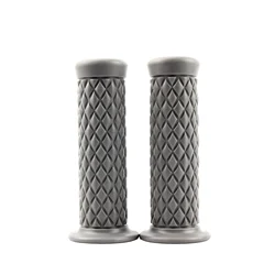 Non - Slip Rubber Handlebar Grips for Motorcycles - Universal Fit, Retro Design (Gray)