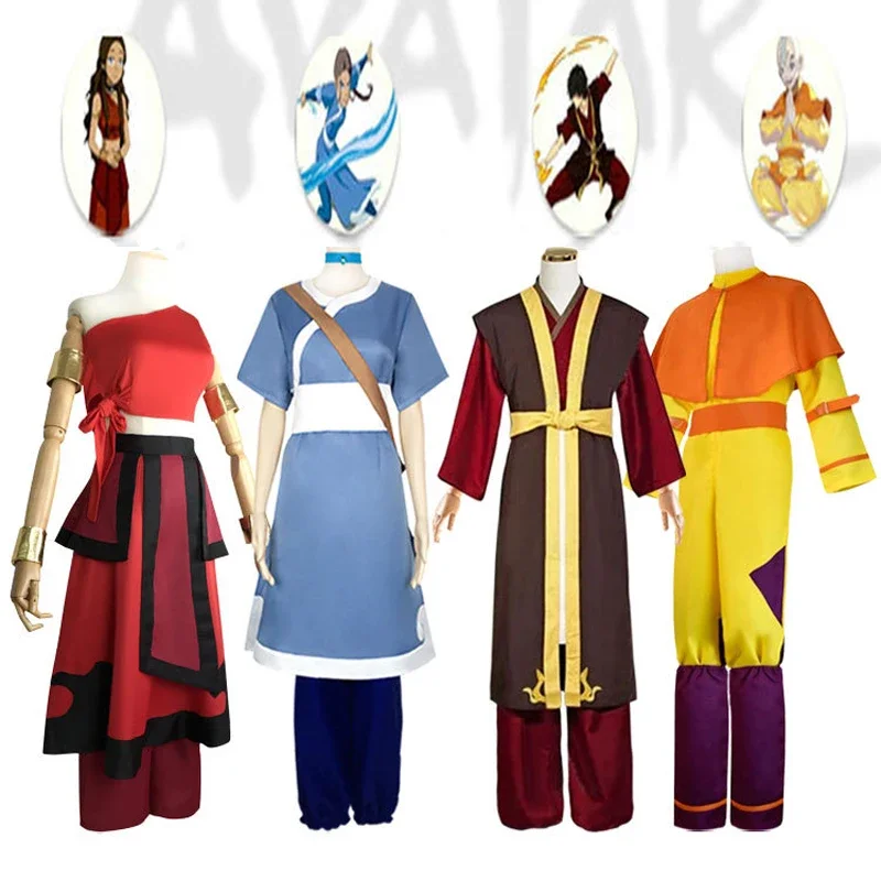 

Аниме-Аватар коштума для косплея, последняя аirbender Katara Mai Zuko Azula Aang Korra Gaun Pesta, Хэллоуин, женская одежда