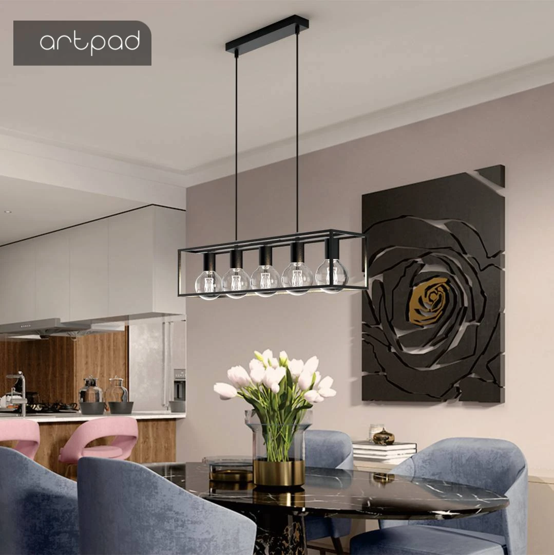 

Artpad Hanging Lamps for Ceiling Metal Chandelier for Dining Room Bar Pendant Lamp Cable Adjust Home Lighting Fixture