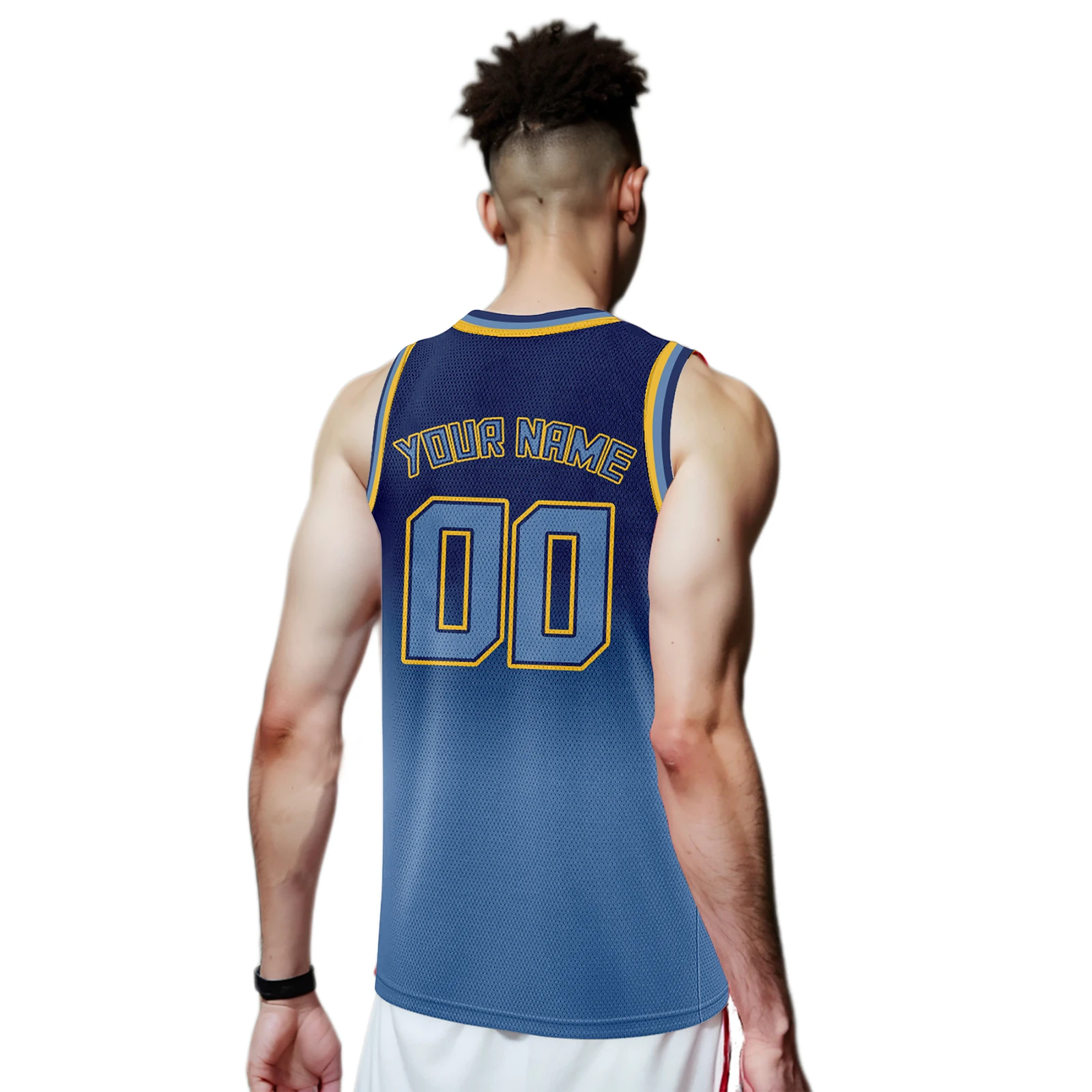 Blue Gradient Basketball Jersey Print Team Name Number Customize Your Basketball Uniform for Men Women Youth Kids