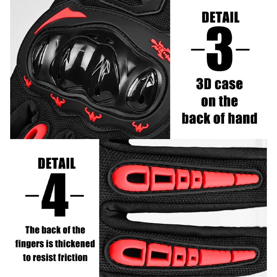 Motorcycle gloves winter thermal full finger non-slip wear-resistant touch screen