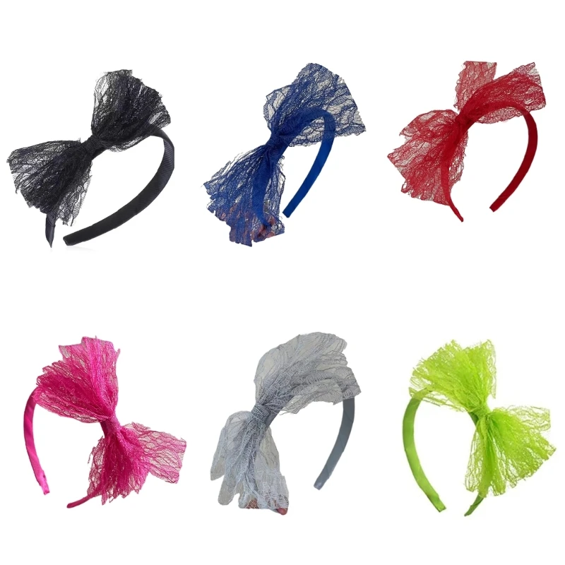 

Colorful Lace Bow Headbands Womens Exaggerated Hairbands Headpiece Photo Props