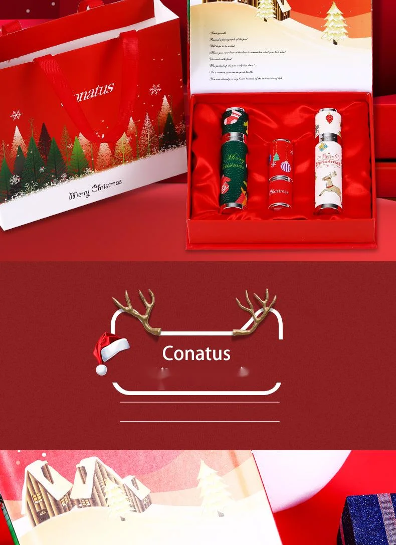 Nouveau noël limité en peau de mouton Net rouge parfum Conatus parfum de noël coffret cadeau léger parfum sculpté rouge à lèvres ensemble_voghion.com