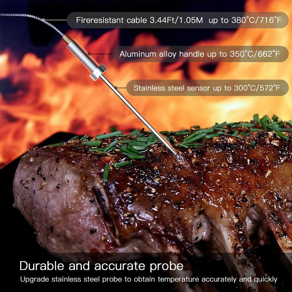 Jinutus Bluetooth Meat Food Thermometer Wireless Digital Grill Kitchen Thermometer With 6 Probes For BBQ Smoker Oven Cooking 3