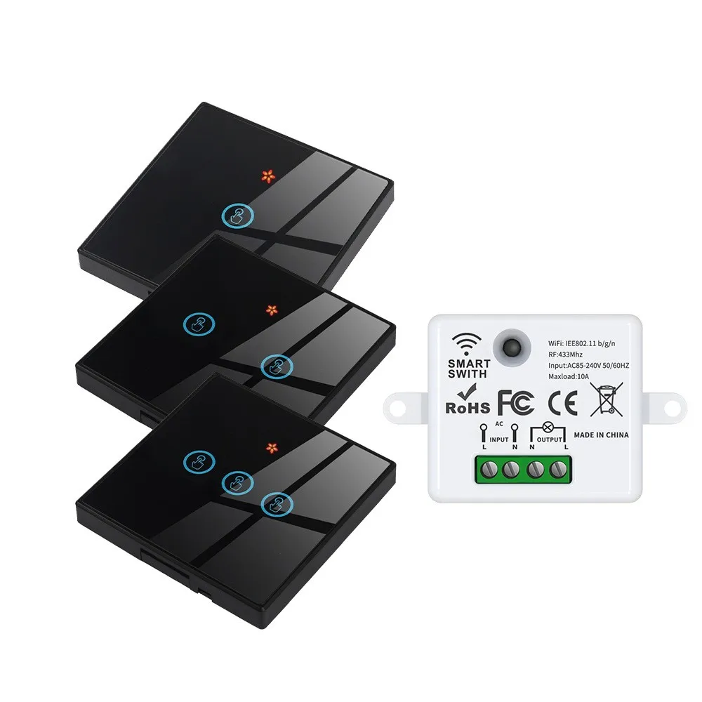 

433MHZ Wireless Remote Control Panel Free Wiring AC220V 1 Road Lamp Controller