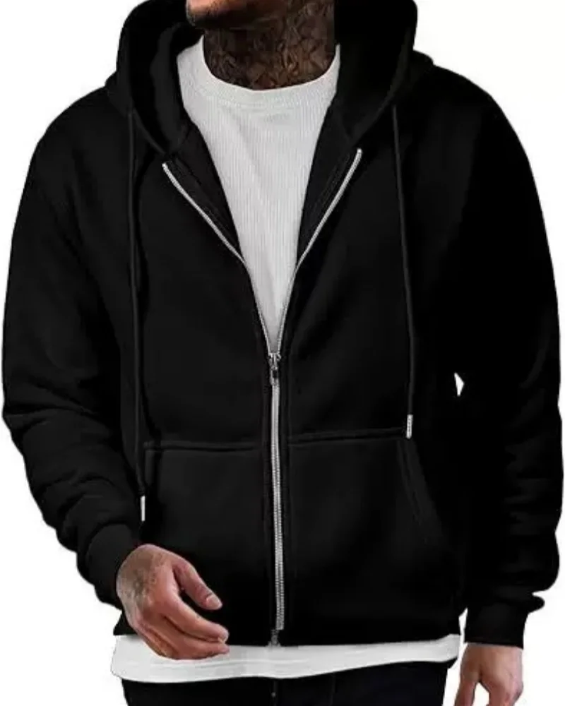 الرجال طويلة الأكمام قلنسوة بسحاب الخريف الشتاء أزياء عارضة فضفاضة تناسب البلوز ملابس رياضية الذكور الزي