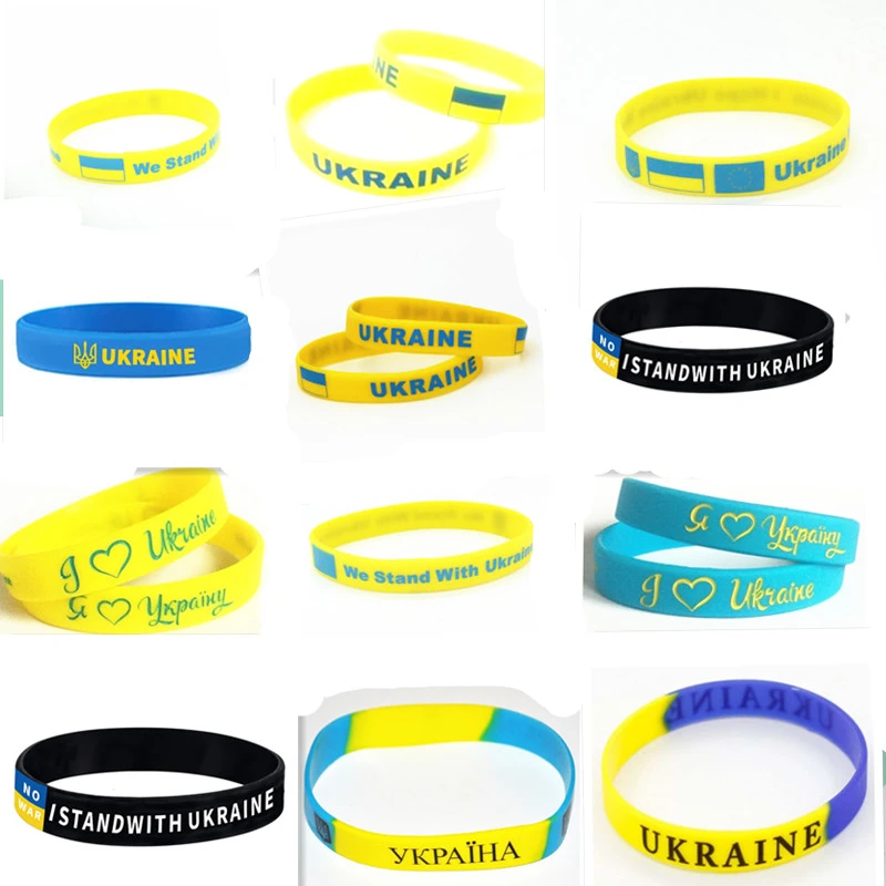 1 Piece Ukrainian Ukraine Flag Rubber Bracelets Silicone Wristbands
