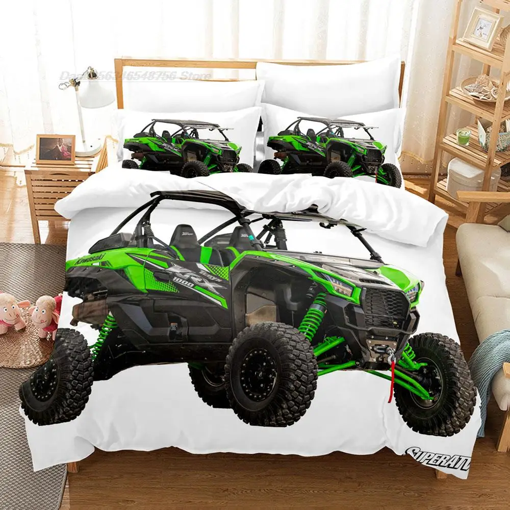 Kawasaki Bedding Set Single Twin Full Queen King Size Bed Set Aldult Kid Bedroom Duvetcover Sets 3D Print Cool Wild Motorcycle 3