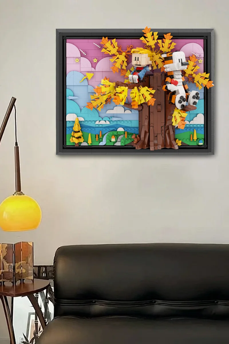 MOC Calvined und Hobbes Baustein Anime Puppe 3D Kunst Gemälde Cartoon Tiger Action Figur Ziegel Spielzeug Erwachsene Geschenk Für Kind – Detail 8