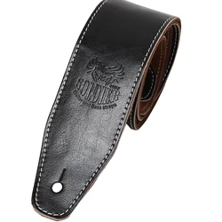Premium Adjustable Genuine Leather Guitar Strap - Universal Fit (Black)
