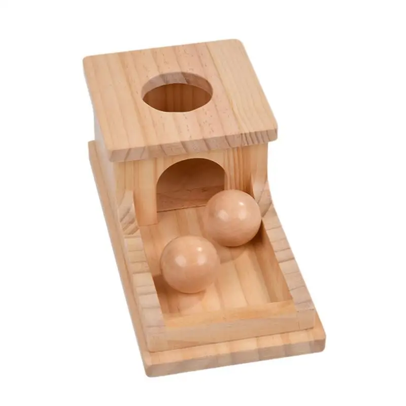 

Montessori Object Permanence Box Wooden Ball Drop Box Educational Fun Toy For Babies 6-12 Months Develop Problem-Solving Skills