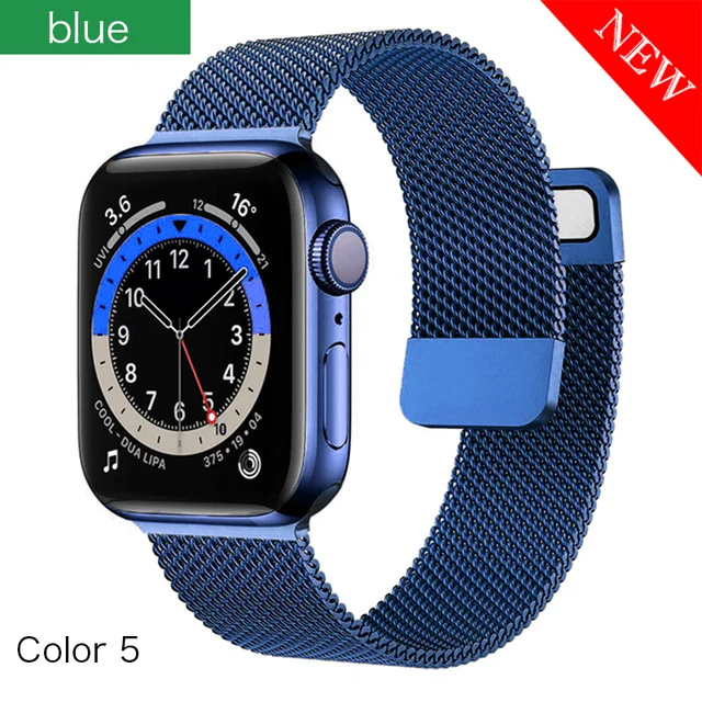 Metal Milanese band for Apple Watch 7/6/SE/5/4/3/2/1 41/38/40mm Stainless Steel Watch strap for iwatch 7 45MM 42MM 44MM Bracelet blue-5