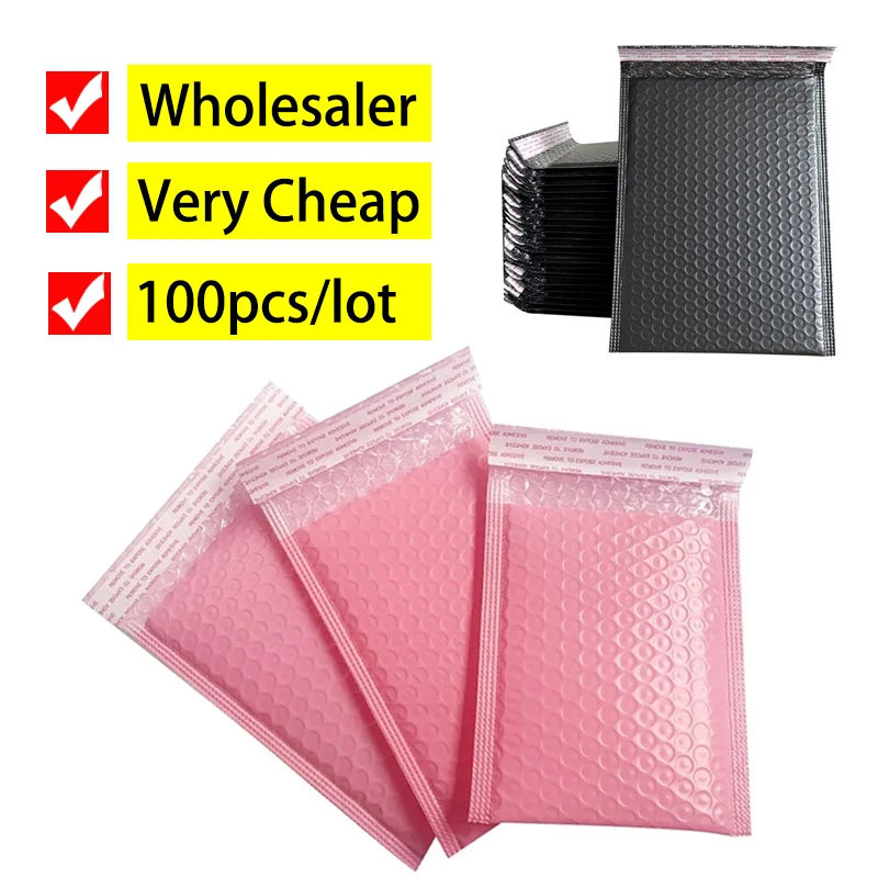 Wholesaler 100pcs Bubble Mailers Pink Poly Bubble Mailer Self Seal