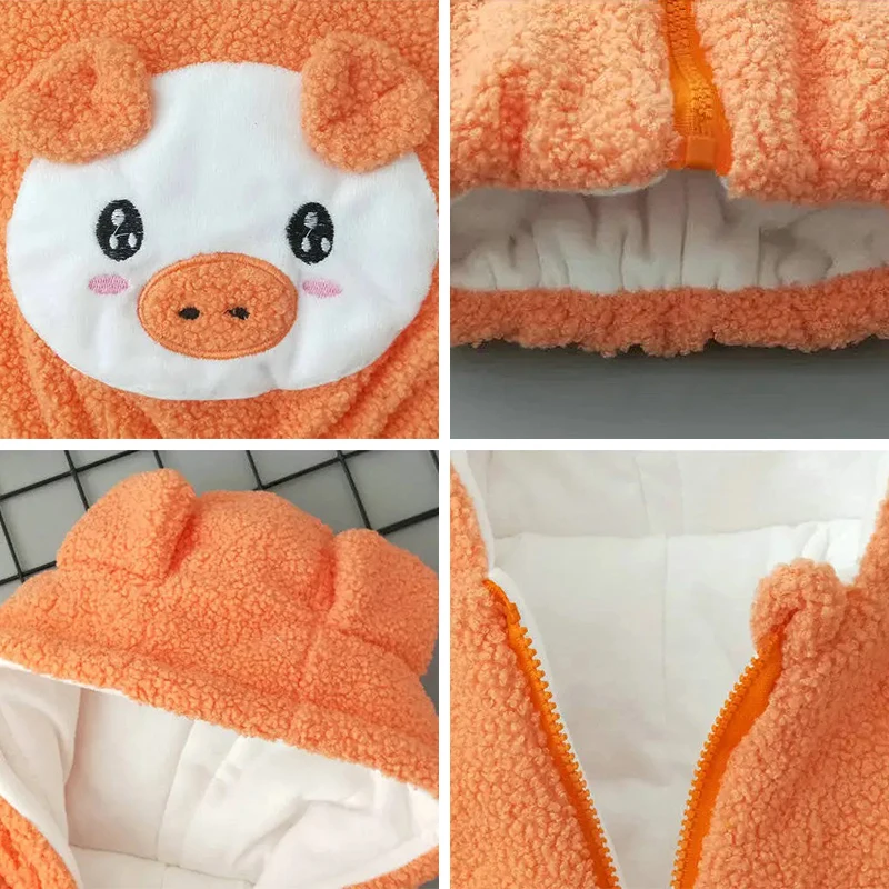 0-36 Months Newborn Baby Girl Clothes Cute Piggy Hooded Baby Boys Jacket Winter Warm Fleece Outwear For Girls Coat Birthday Gift