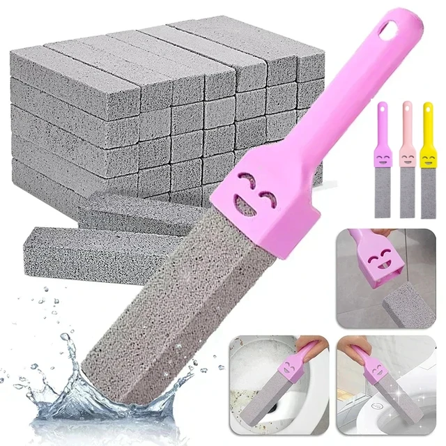 Brosse de toilette en pierre ponce, 5 pièces, pierre de nettoyage de salle de bains avec poignée, carrelage, évier, baignoire, calcaire, rouille, taches, outils de nettoyage 1