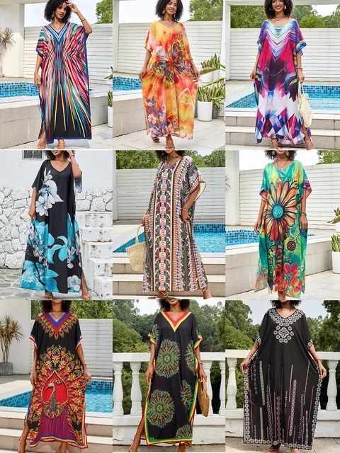 Women's Plus Size Kaftan Dress – Plus Size Maxi Dress Moo Moos Beach Cover Up