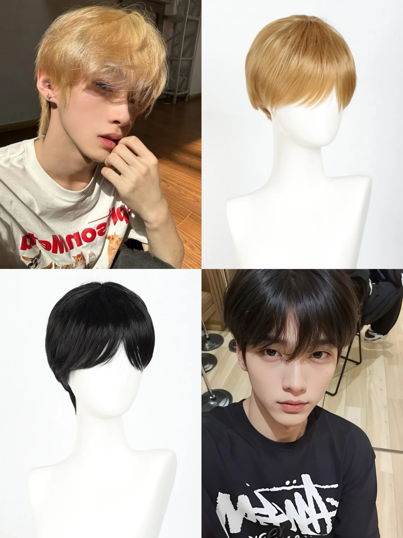 Synthetic Straight Anime Hair Wig for Men with Bangs