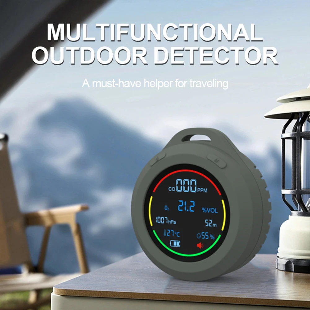 6 In 1 CO CO2 Carbon Monoxide Carbon Dioxide Detector HD LCD Display Portable Gas Detector Rechargeable 120HR Standby for Travel