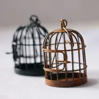 1pc New 1:12 Scale Metal Bird Cage with Bird Birdcage Dollhouse Miniature Gold Tone 1