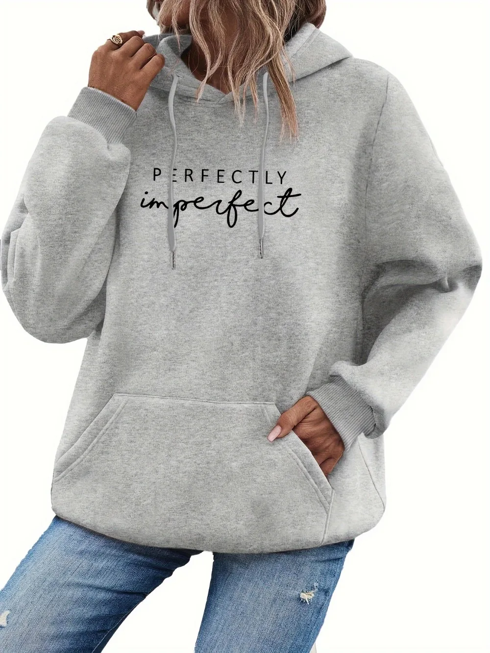 Women's Casual Pullover Hoodie with Letter Print Polyester, Long Sleeve Autumn/Winter Fashion Pullover Sweatshirt 4