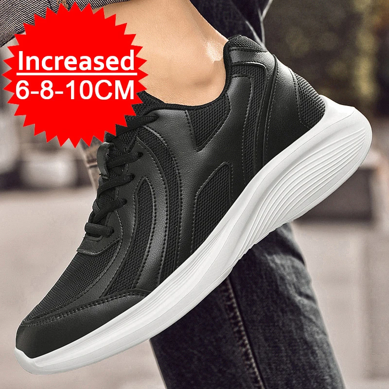 Summer Men Elevator Shoes Breathable Mesh Height Increase Sneakers Men Shoes Inner Length 8cm Outdoor Leisure White Taller Shoes 2