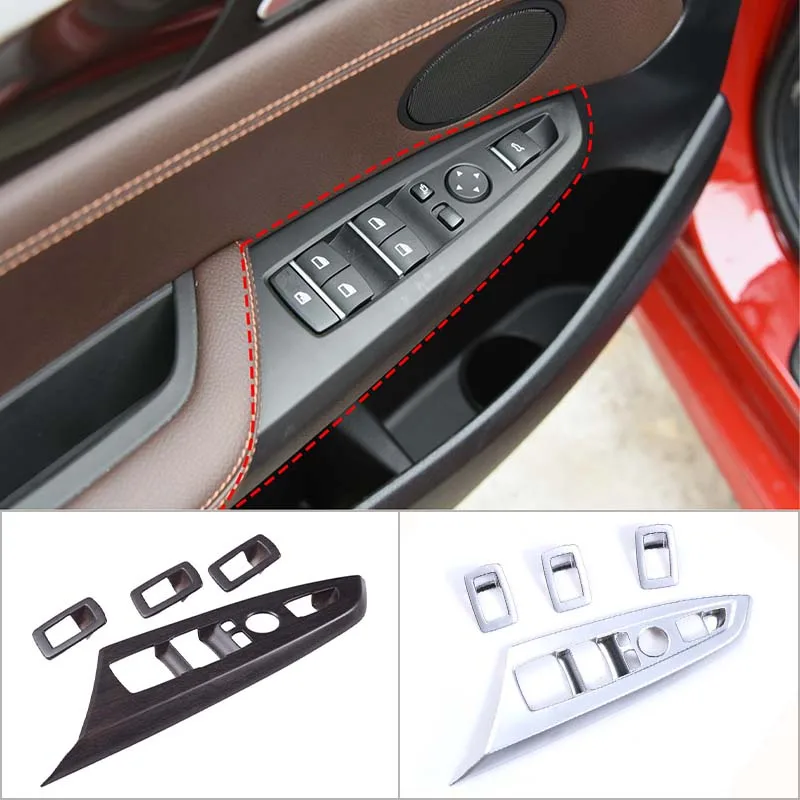 

ABS Silver Car Window Glass Lift Switch Button Control Panel Frame Cover Trim For BMW X3 X4 F25 F26 2014-2017 Auto Accessories