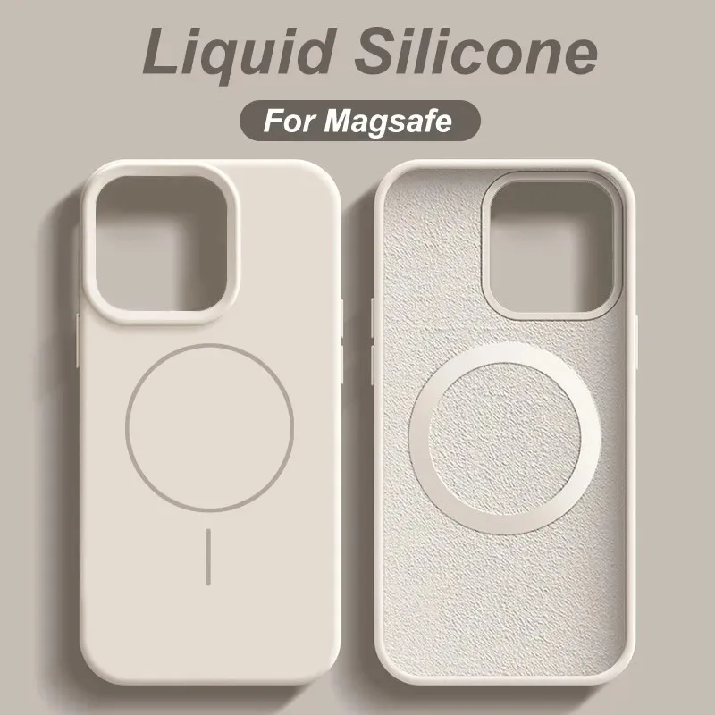 For Magsafe Phone Case Luxury Skin Feel Original for iPhone 17 16 Pro Max 15 14 13 12 Plus Wireless Charger Funda Silicone Cover